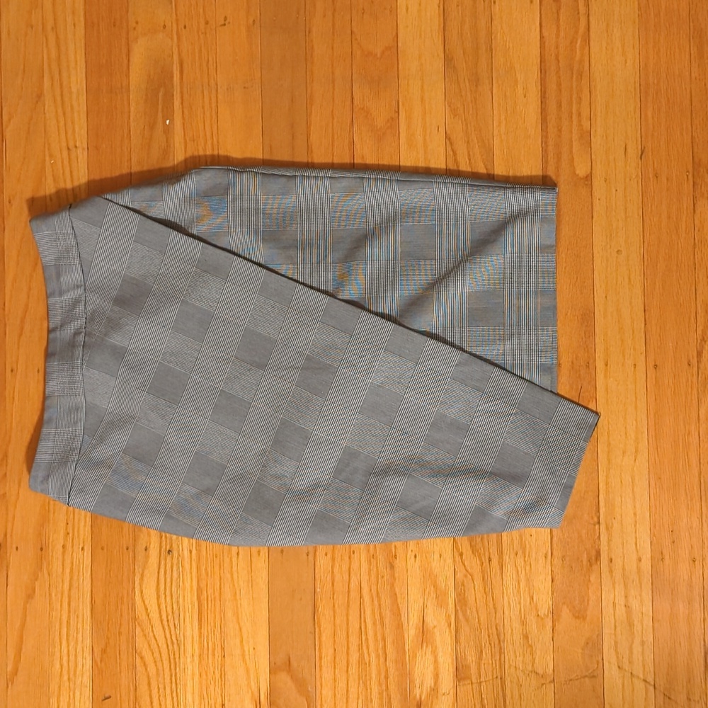 Express Asymmetrical faux wrap plaid skirt